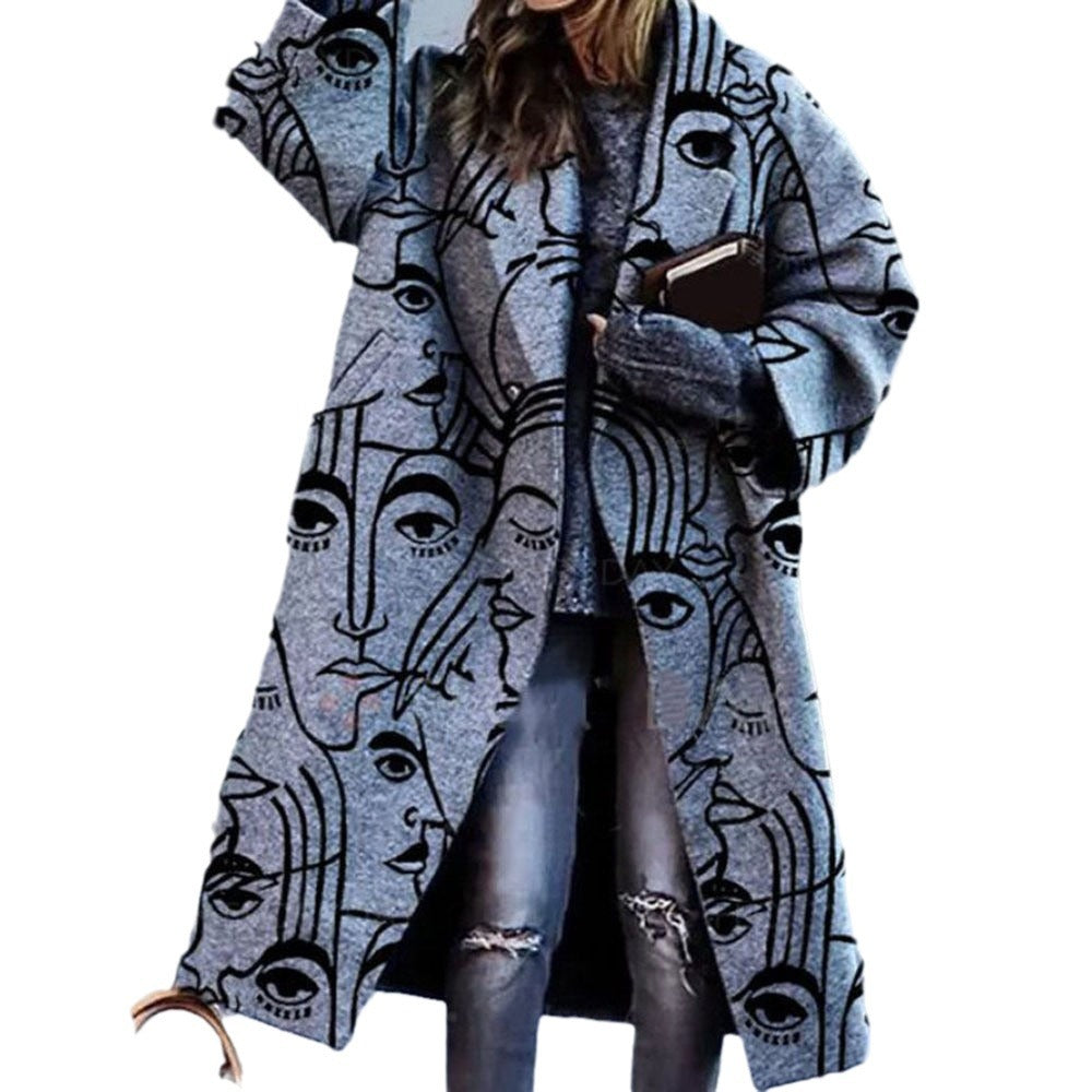Manteau à carreaux à manches longues pour femmes, assorti de couleurs
