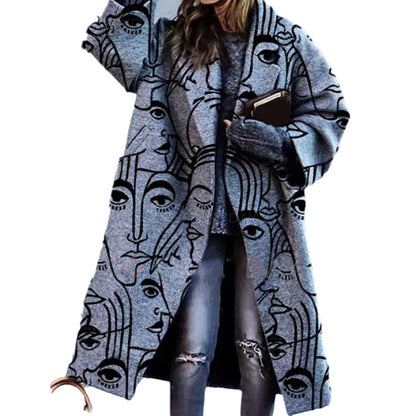 Manteau à carreaux à manches longues pour femmes, assorti de couleurs
