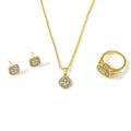 Anillo de compromiso, pendientes de tuerca, collar, juego de boda de tres piezas