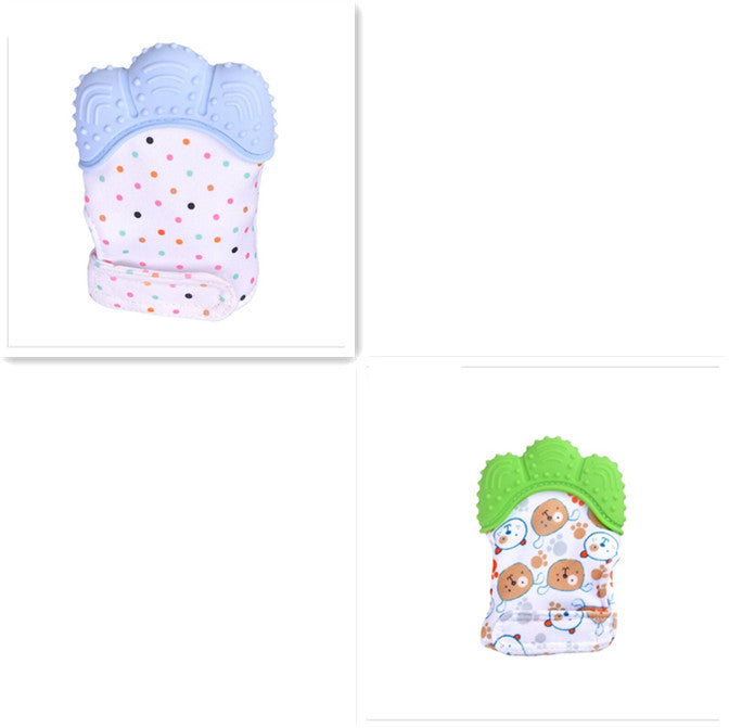 Anneau de dentition pour bébé, gants molaires en silicone anti-morsure, jouets sonores pour enfants