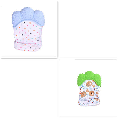 Anneau de dentition pour bébé, gants molaires en silicone anti-morsure, jouets sonores pour enfants