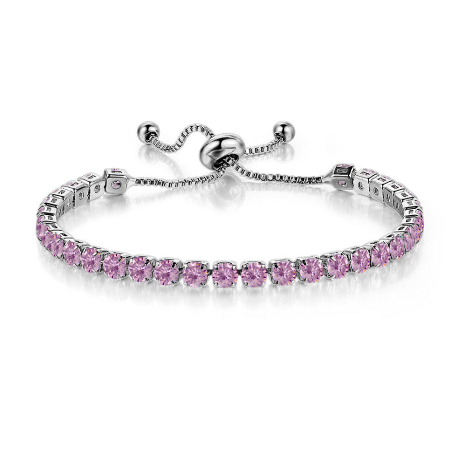 Pulsera de tenis de una hilera de diamantes y circonitas redondas