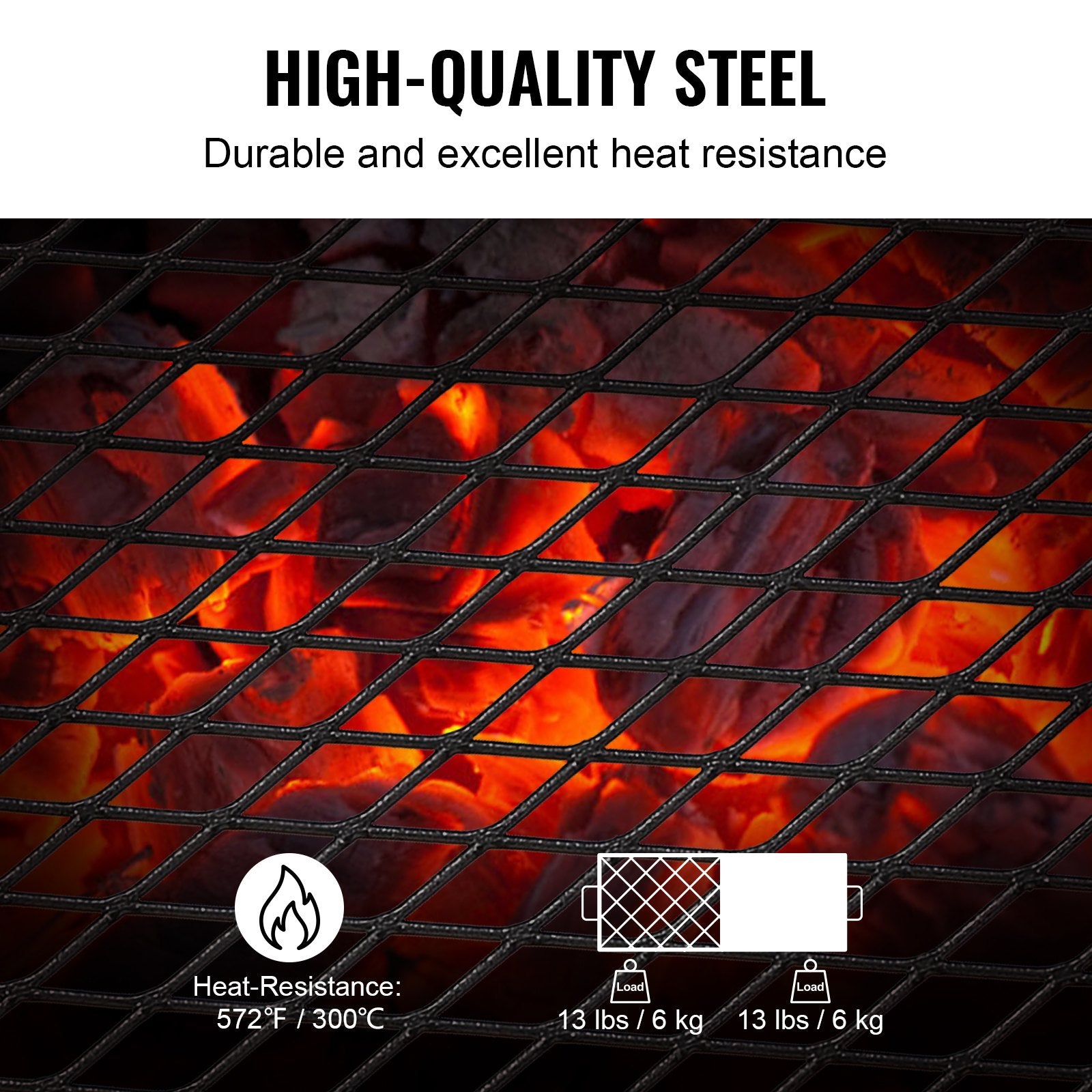 Grille de cuisson pliable pour feu de camp, grille en acier robuste