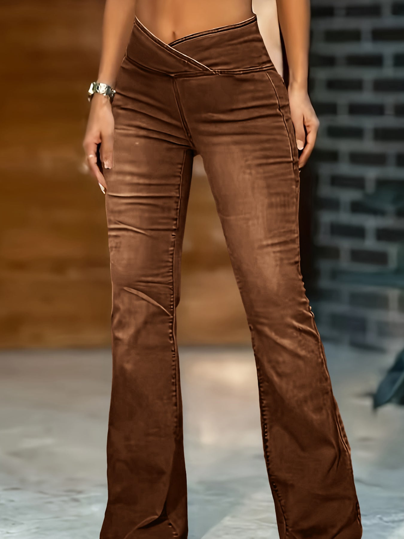 Pantalones vaqueros de campana de imitación de alta calidad, transfronterizos, de levantamiento de cadera, para mujer, estilo europeo y americano.
