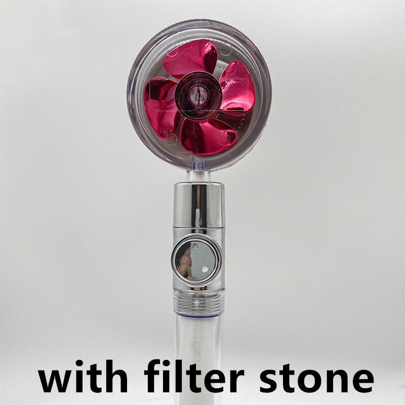 Cabezal de Ducha con Ahorro de Agua, Flujo Giratorio 360 Grados con Pequeño Ventilador, Boquilla Rociadora de Alta Presión de Lluvia de ABS, Accesorios de Baño