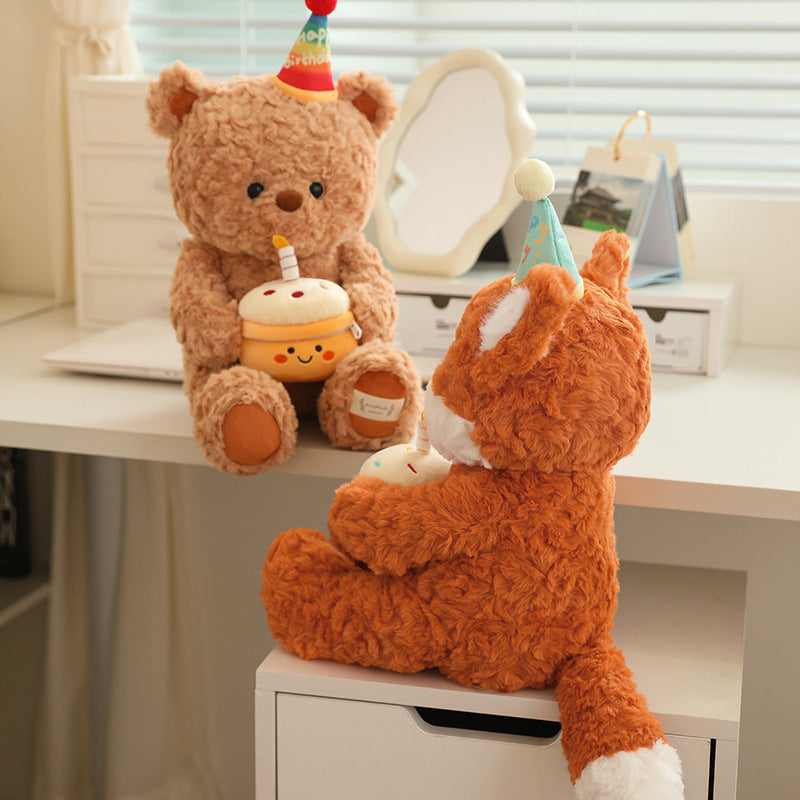 Bonito oso de peluche con forma de tarta