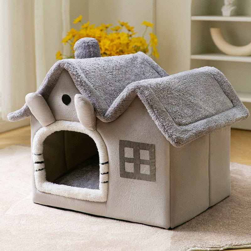 Casa de perro plegable Cama para mascotas Gato de invierno Villa para perros Cama para dormir extraíble Nido Cálido Cueva cerrada Sofá Suministros para mascotas