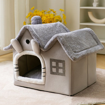 Casa de perro plegable Cama para mascotas Gato de invierno Villa para perros Cama para dormir extraíble Nido Cálido Cueva cerrada Sofá Suministros para mascotas