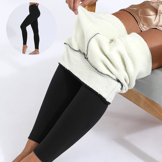 Leggings de invierno cálidos, gruesos, de alta elasticidad, de cachemira de cordero, ajustados para mujer