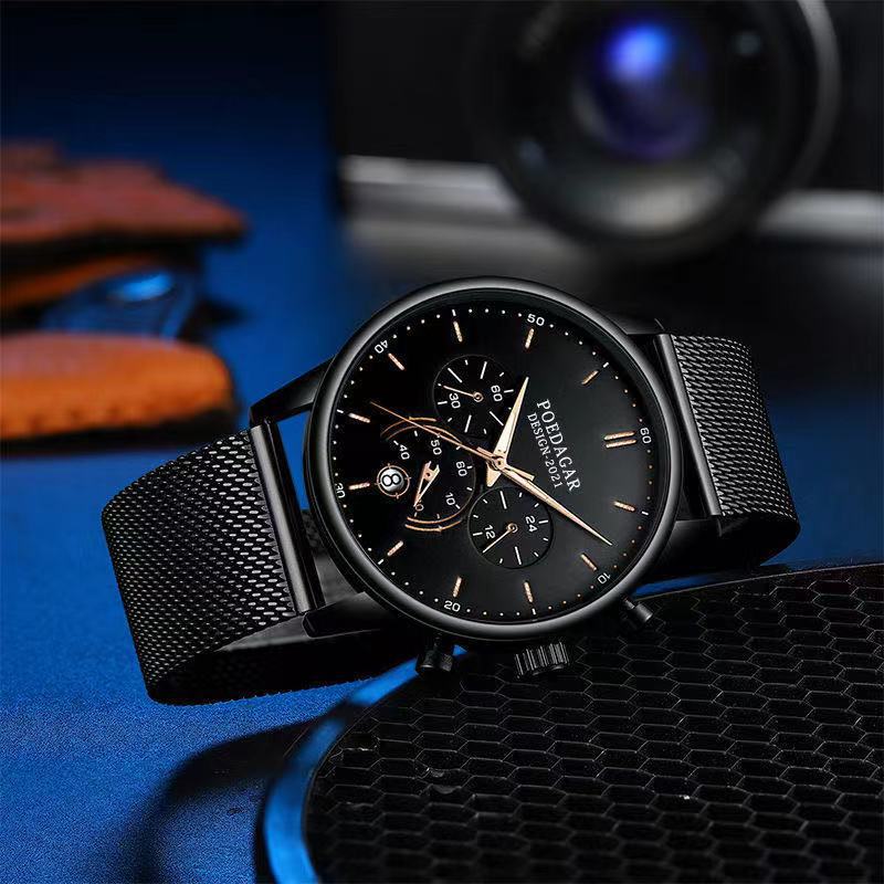 Reloj de cuarzo multifuncional e impermeable para hombre