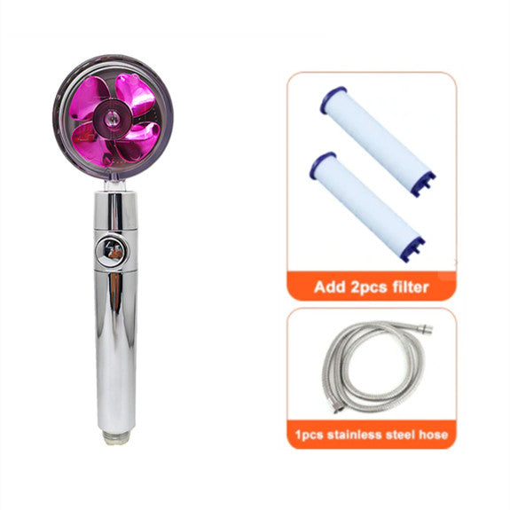 Cabezal de Ducha con Ahorro de Agua, Flujo Giratorio 360 Grados con Pequeño Ventilador, Boquilla Rociadora de Alta Presión de Lluvia de ABS, Accesorios de Baño