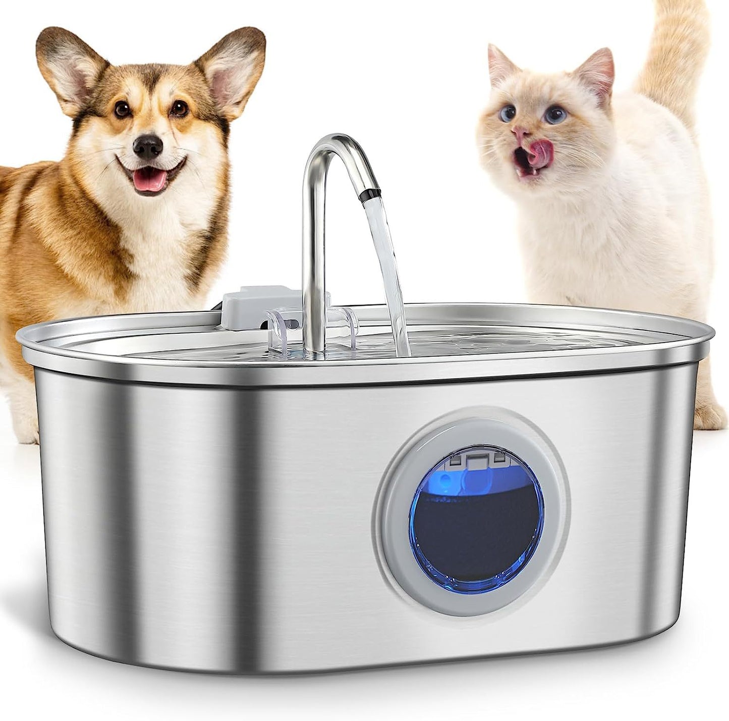 Bebedero de agua para mascotas de acero inoxidable