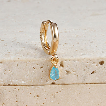 Boucles d'oreilles Micro-incrustées de zircons, cristaux colorés en forme de goutte