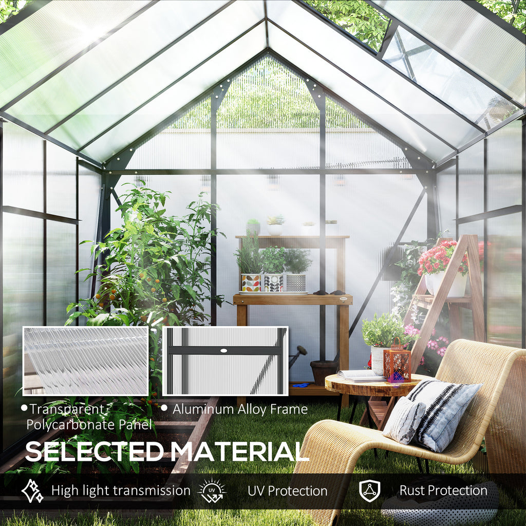 Polycarbonate Greenhouse, Heavy Duty Outdoor Aluminum Walk-in