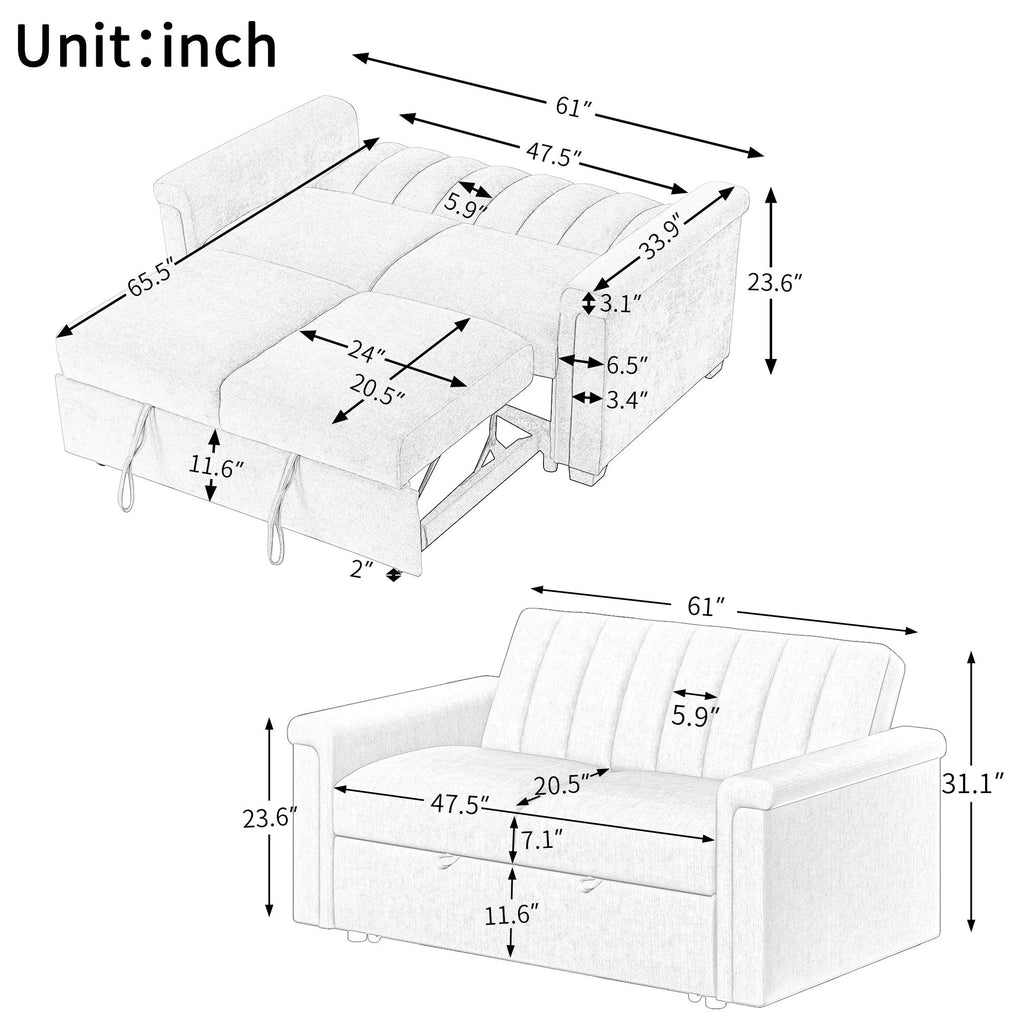 U_STYLE Convertible Soft Cushion Sofa Pull Bed by eprolo