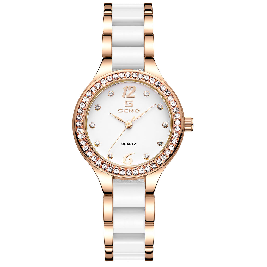 Reloj de pulsera impermeable de cerámica para mujer