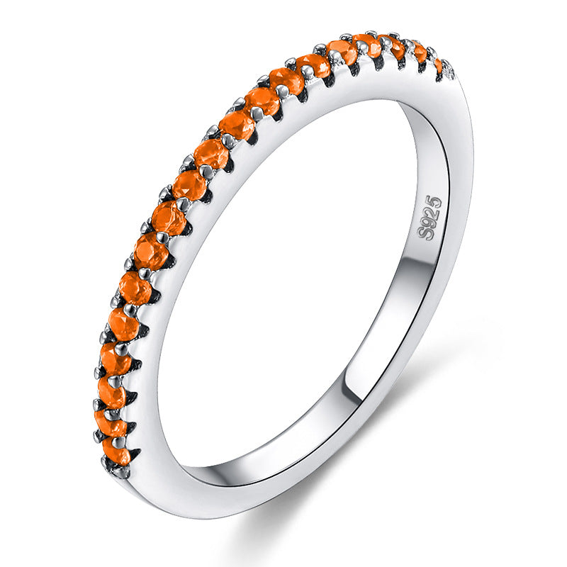 Bague en Zircon Incrustée de Diamants Simples sur une Seule Rangée