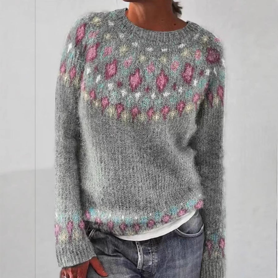 Pull Col Rond Ample et Élégant à Manches Longues – Vente Flash