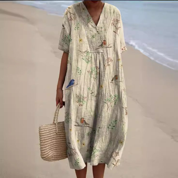 Vestido largo estampado holgado cómodo para mujer