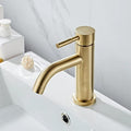 Faucet stainless steel brushed gold minimalist basin faucet hot and cold table up and down basin for household use by eprolo
