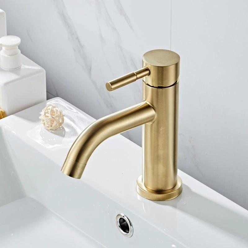 Faucet stainless steel brushed gold minimalist basin faucet hot and cold table up and down basin for household use by eprolo