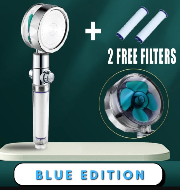 Cabezal de Ducha con Ahorro de Agua, Flujo Giratorio 360 Grados con Pequeño Ventilador, Boquilla Rociadora de Alta Presión de Lluvia de ABS, Accesorios de Baño