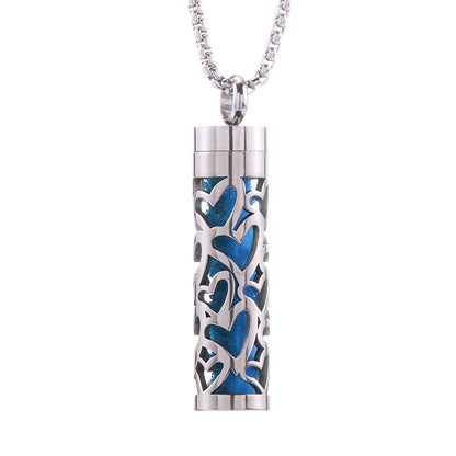 Pendentif diffuseur d'huiles essentielles cylindrique en acier inoxydable