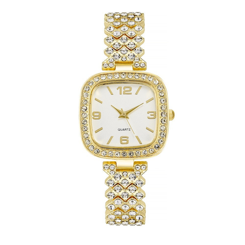 Ensemble deux pièces bracelet et montre diamant pour femme