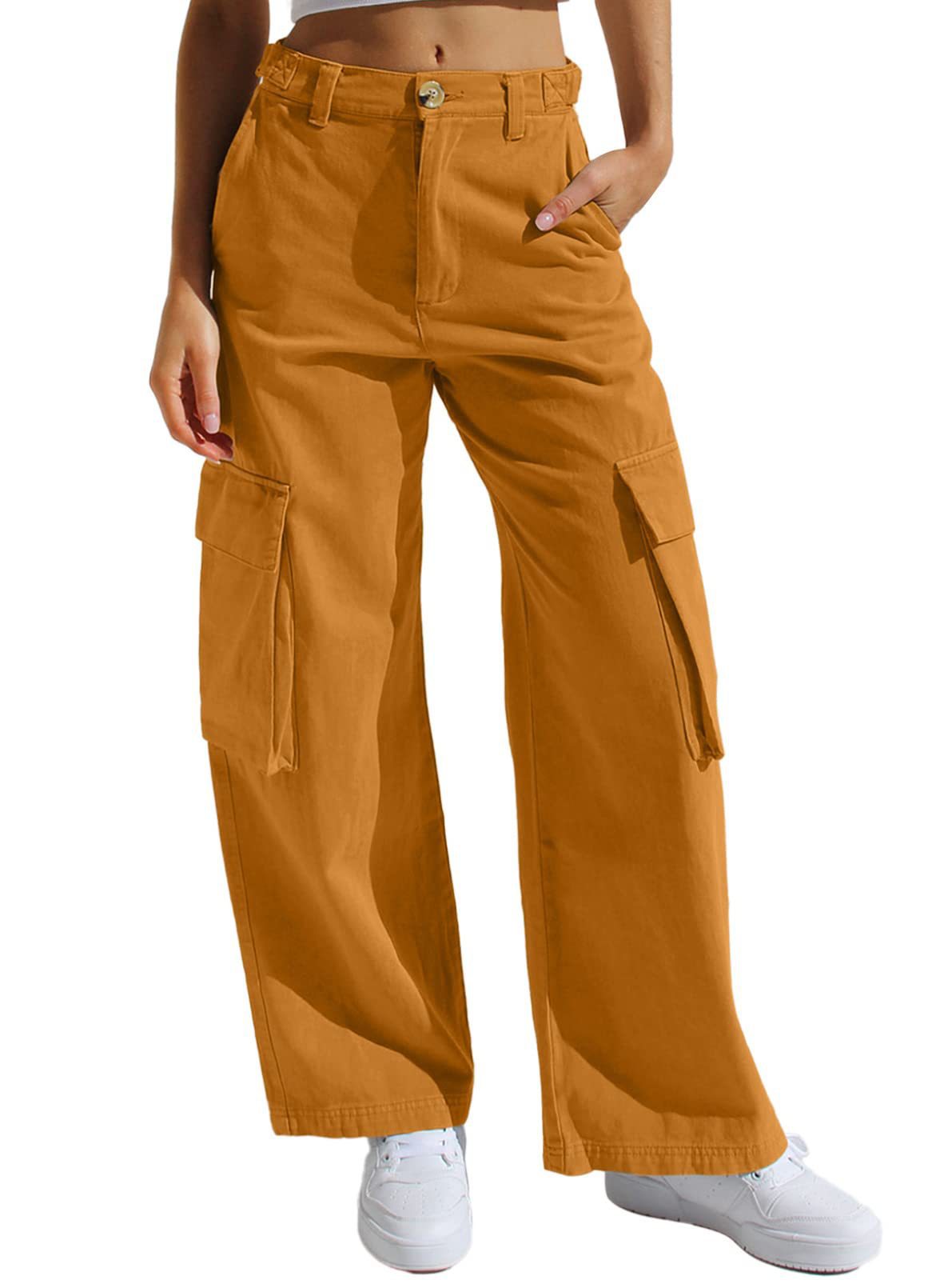 Pantalones vaqueros de trabajo para mujer, holgados, informales, multibolsillos