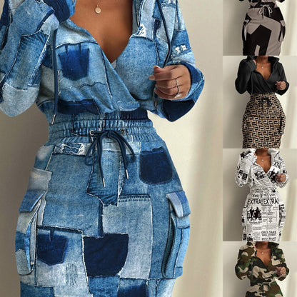 Robe Imprimée à Poches Latérales pour Femme