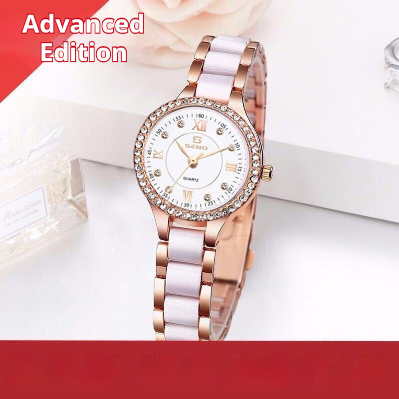 Reloj de pulsera impermeable de cerámica para mujer