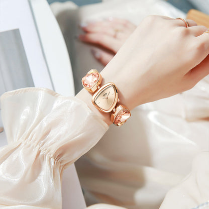 Reloj de pulsera de lujo ligero con diamantes de cristal para mujer, elegante y a la moda