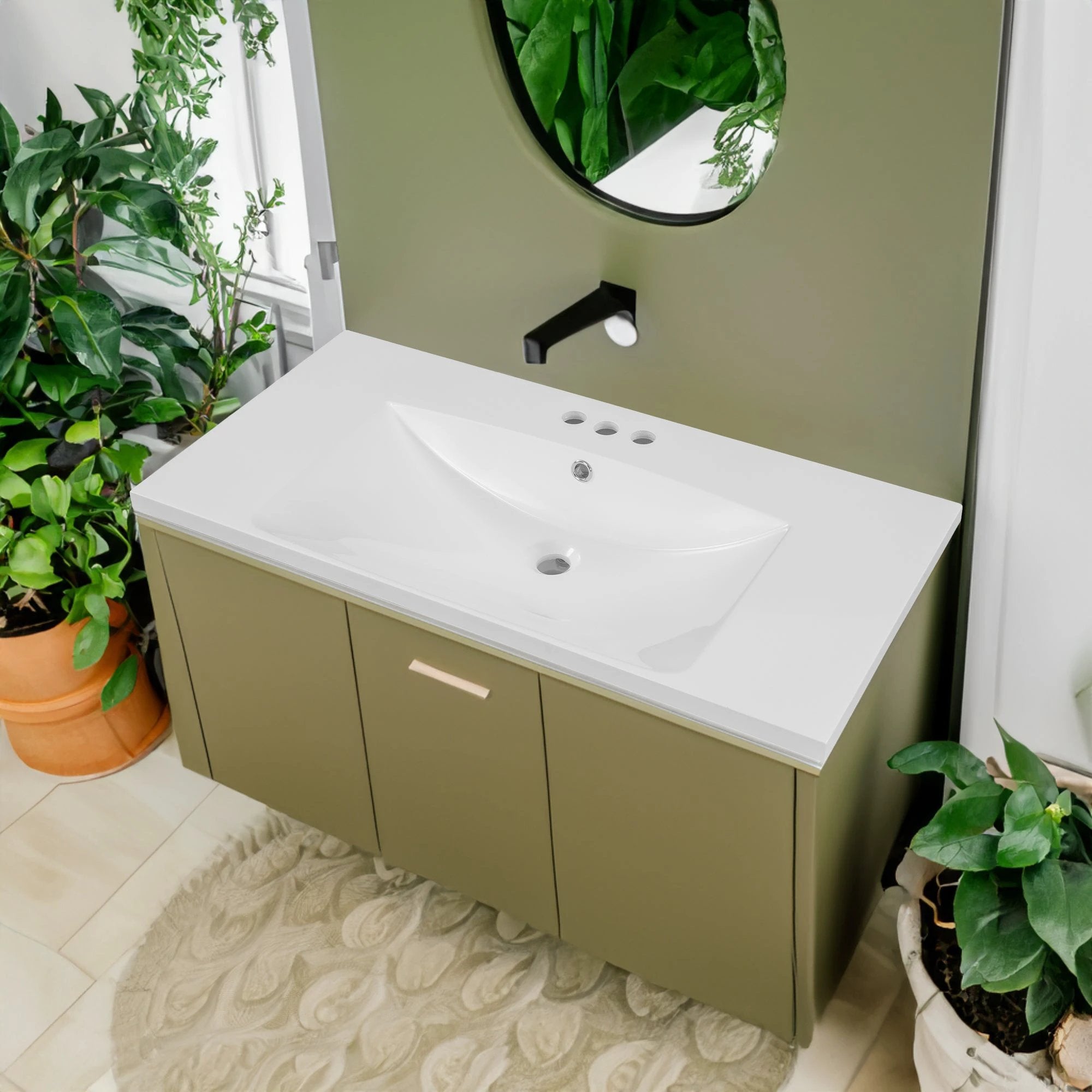 36" Single Bathroom Vanity Top with White Basin by eprolo