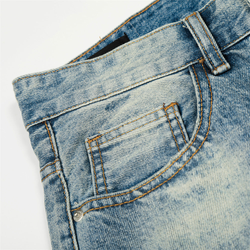 Pantalon en denim blanc délavé polonais