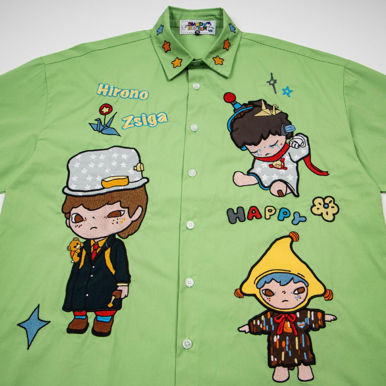 Chemise à manches courtes brodée Star Boy avec patchwork