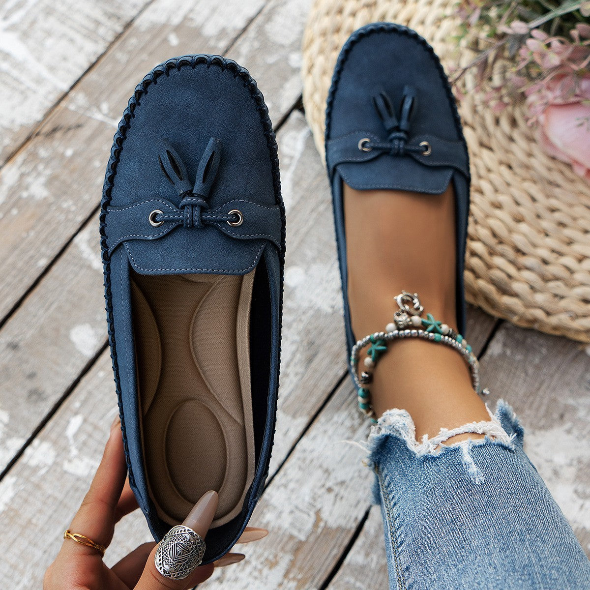 Mocassins ronds pour femmes Tendance Antidérapants Souples Confortables