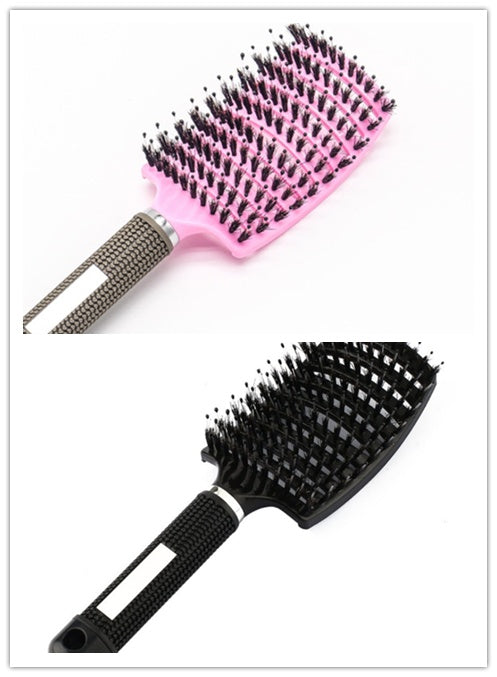 Cepillo para el cabello antinudos Brushy, desenredante para mujer, cerdas de nailon, masajeador de cuero cabelludo, peine para el cabello