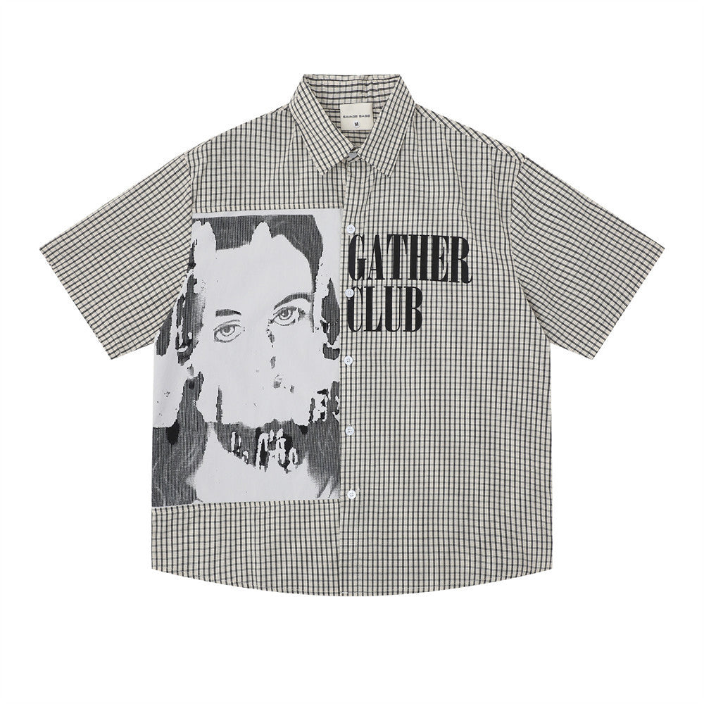 Portrait printed short sleeved shirt