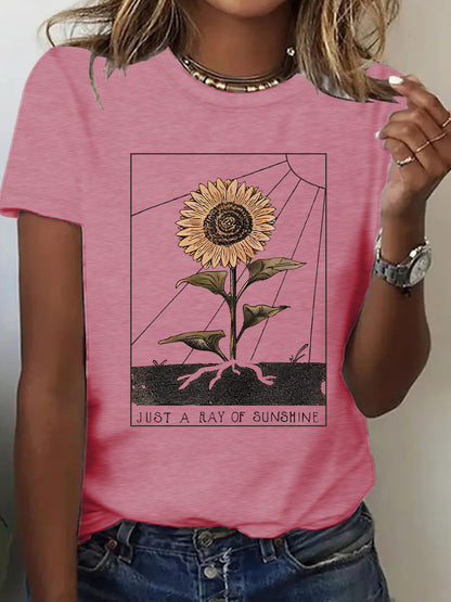 T-shirt tournesol à manches courtes pour femme