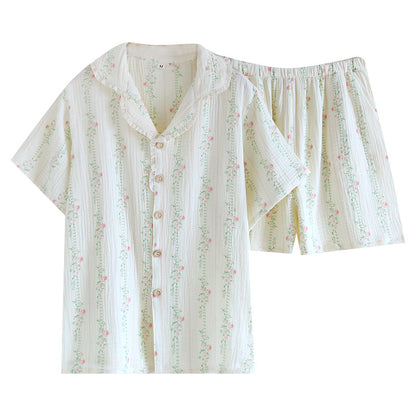 Pyjama d'été en coton à fleurs, manches courtes et short