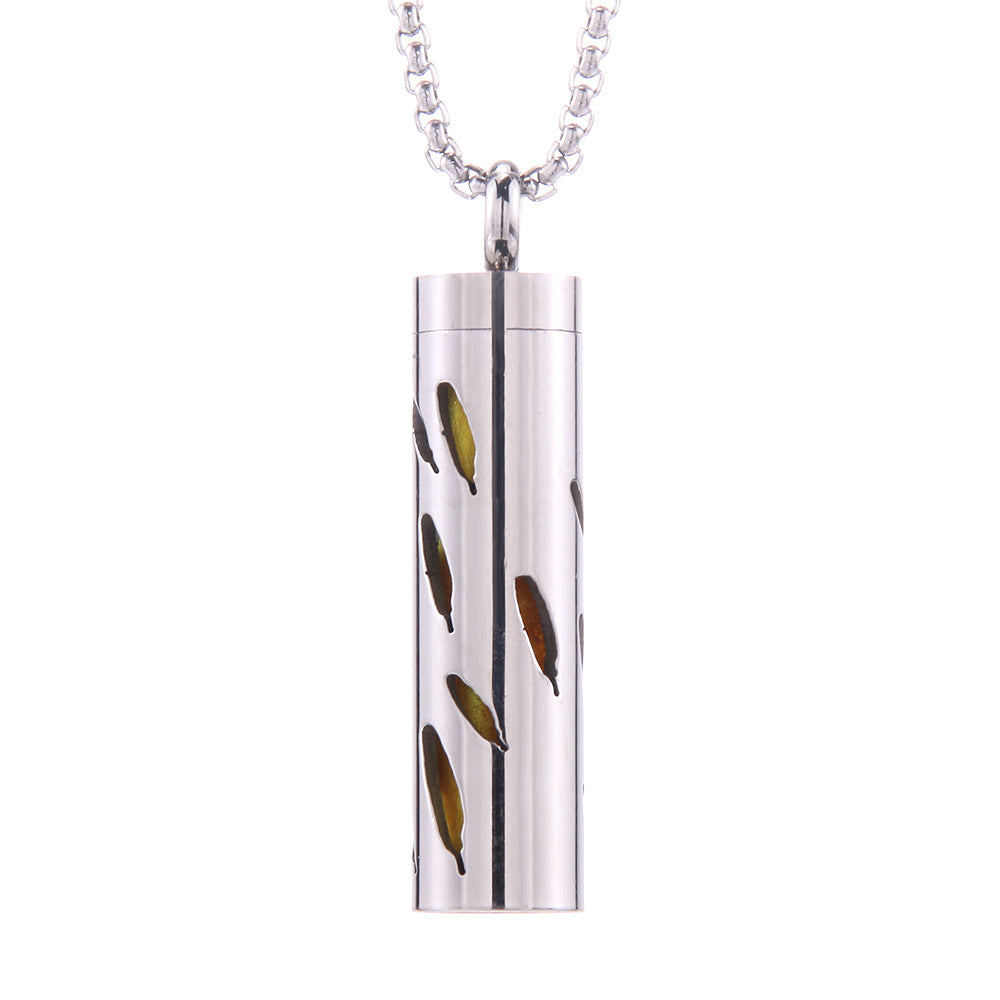 Pendentif diffuseur d'huiles essentielles cylindrique en acier inoxydable