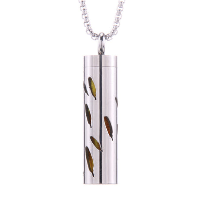 Pendentif diffuseur d'huiles essentielles cylindrique en acier inoxydable