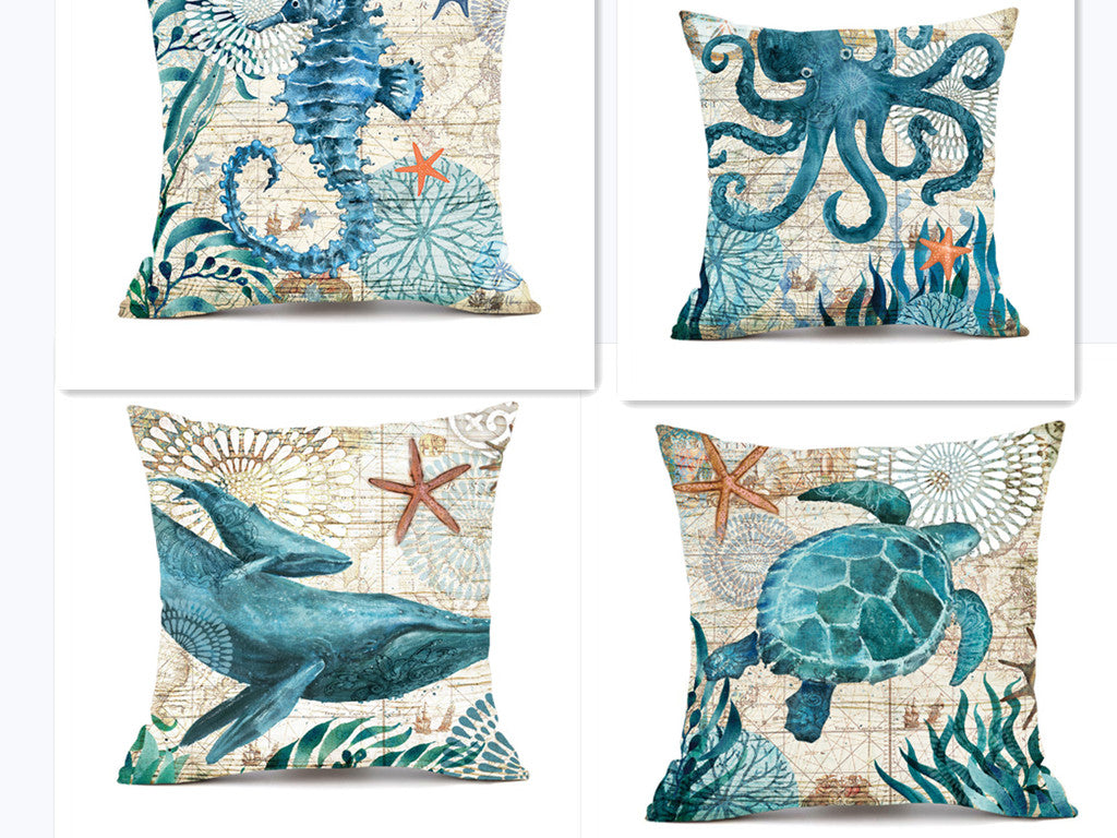 Fundas de cojín con estampado de tortuga marina para sofá, silla, asiento, decoración del hogar