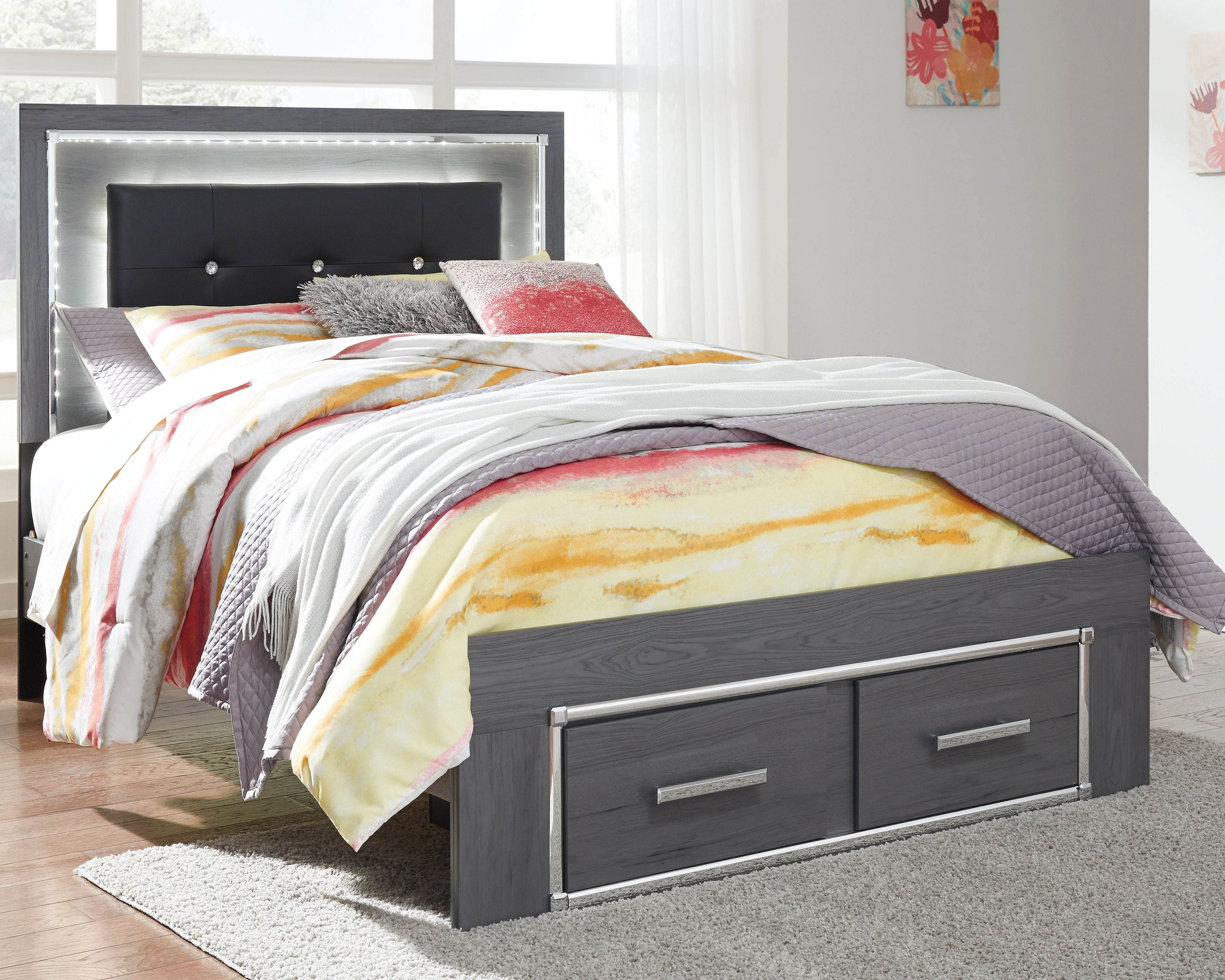 Gray Youth Bedroom Set Modern with LED Lighting Chrome Accents-3