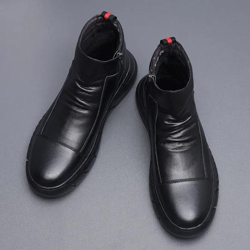 UrbanWalk black high-top boots by AdTec with smooth PU leather, pair.