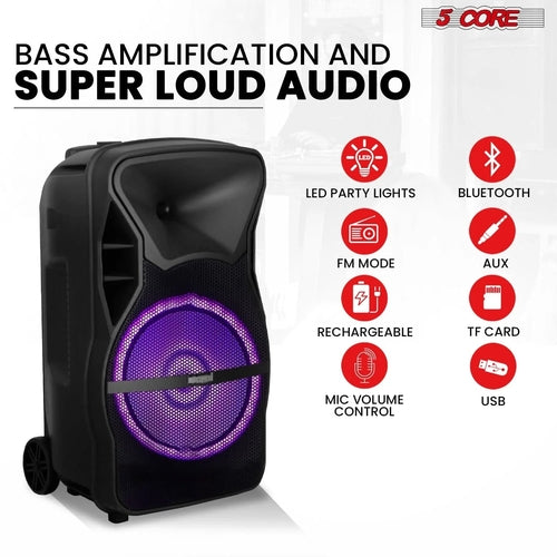 5Core 12 Inch PA Portable Bluetooth Party Speaker
