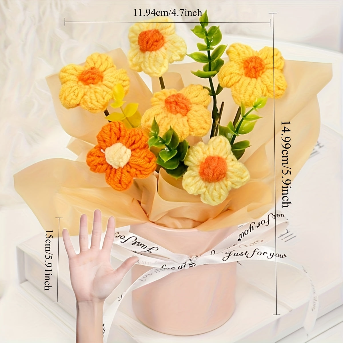 Handmade Crochet Daisy Bouquet with Vase-1
