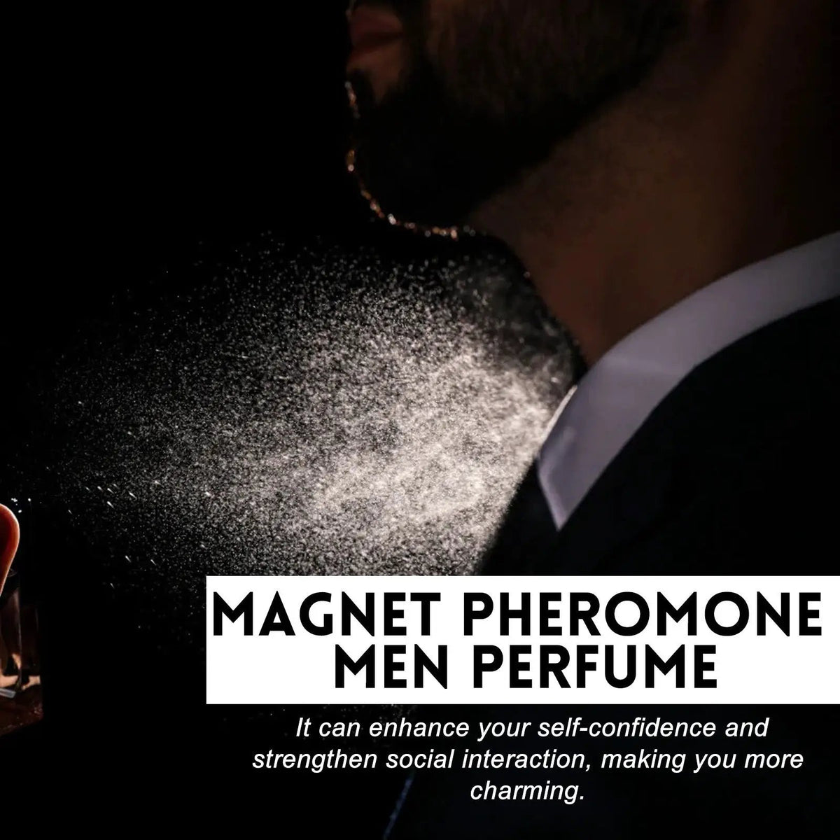 Magnetic Pheromone Men Perfume bottle with glittery black finish