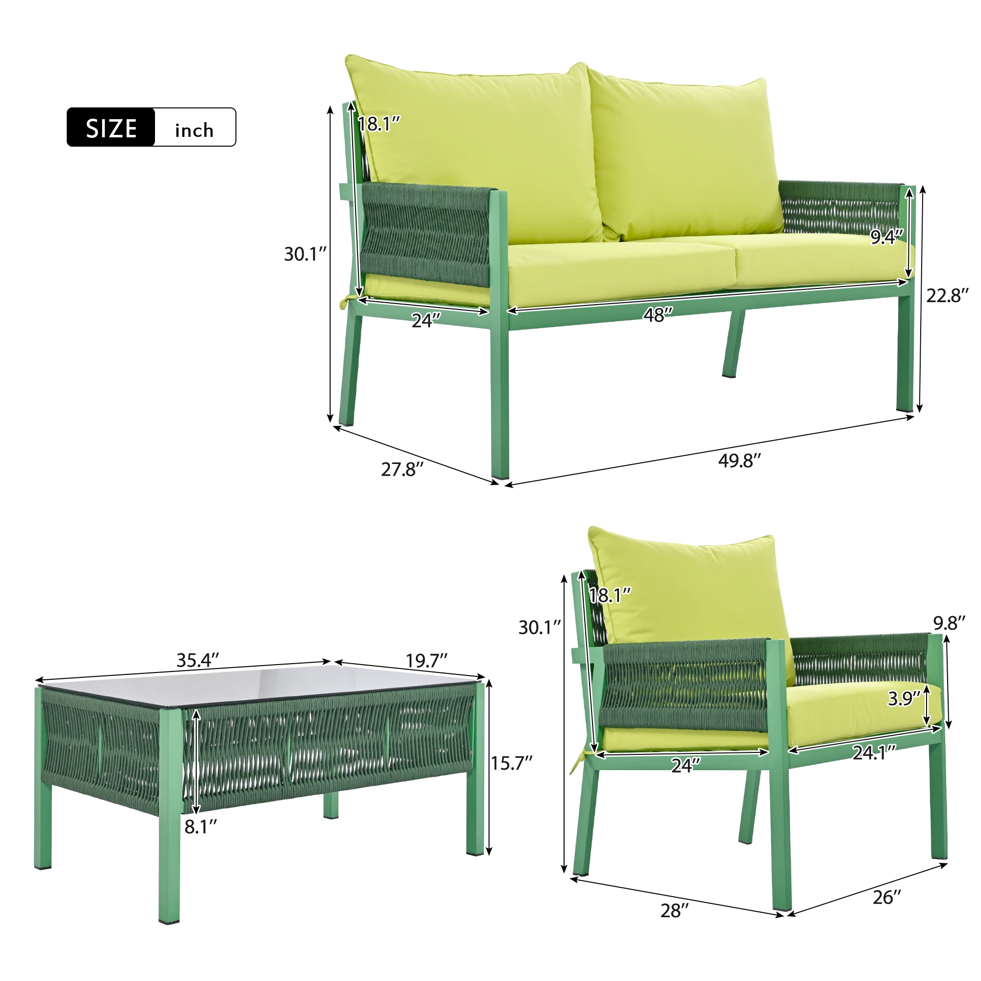 Outdoor Furniture with Tempered Glass Table by eprolo