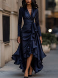 V-neck Waist Trimming Ruffles Elegant Dress